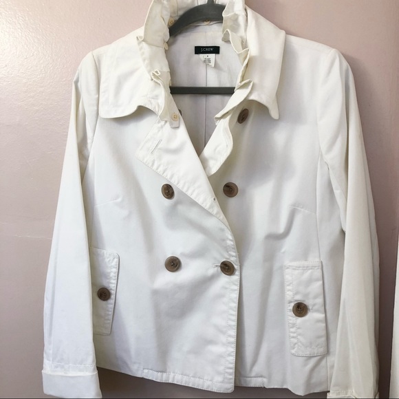 J.Crew Washed Ruffle-collar Trench in White - Picture 4 of 8